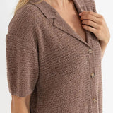 Abby Knit Shirt Dress - Almond