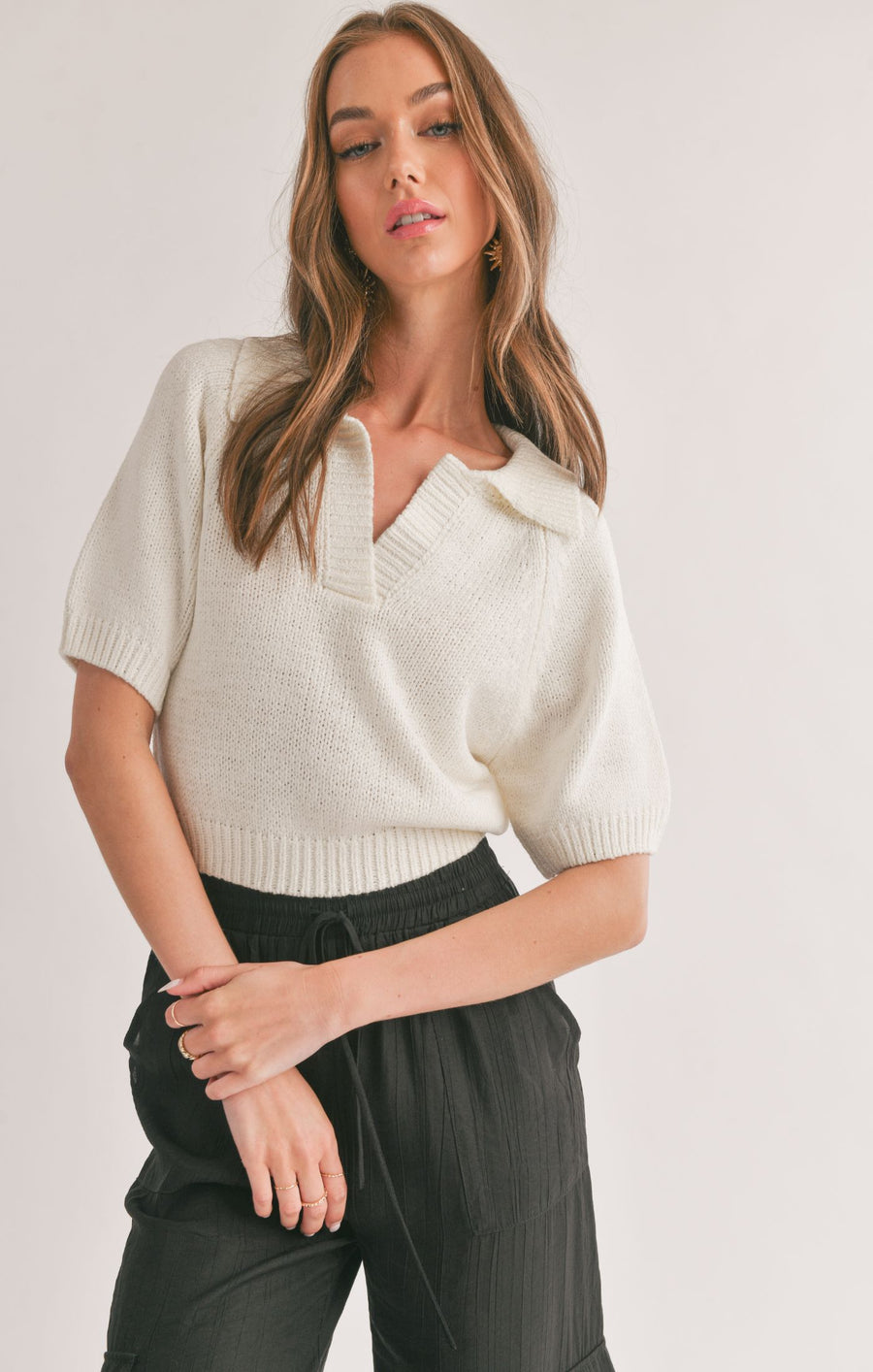 Scarlet Collared Sweater - Ivory