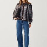 Mertice Cardigan - Brown Blue Stripe