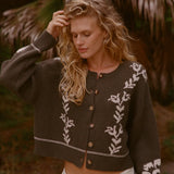 Antique Floral Crop Cardigan