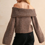 Button Back Big Collar Sweater