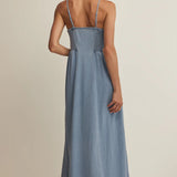 Angel Eyes Denim Midi Dress - Lake