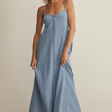 Angel Eyes Denim Midi Dress - Lake