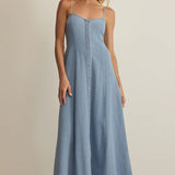 Angel Eyes Denim Midi Dress - Lake