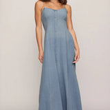 Angel Eyes Denim Midi Dress - Lake