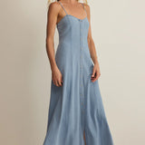 Angel Eyes Denim Midi Dress - Lake