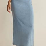Gail Jersey Denim Skirt - Ocean