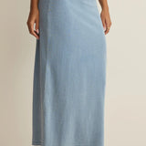 Gail Jersey Denim Skirt - Ocean