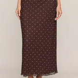 Eda Polka Dot Mesh Midi Skirt
