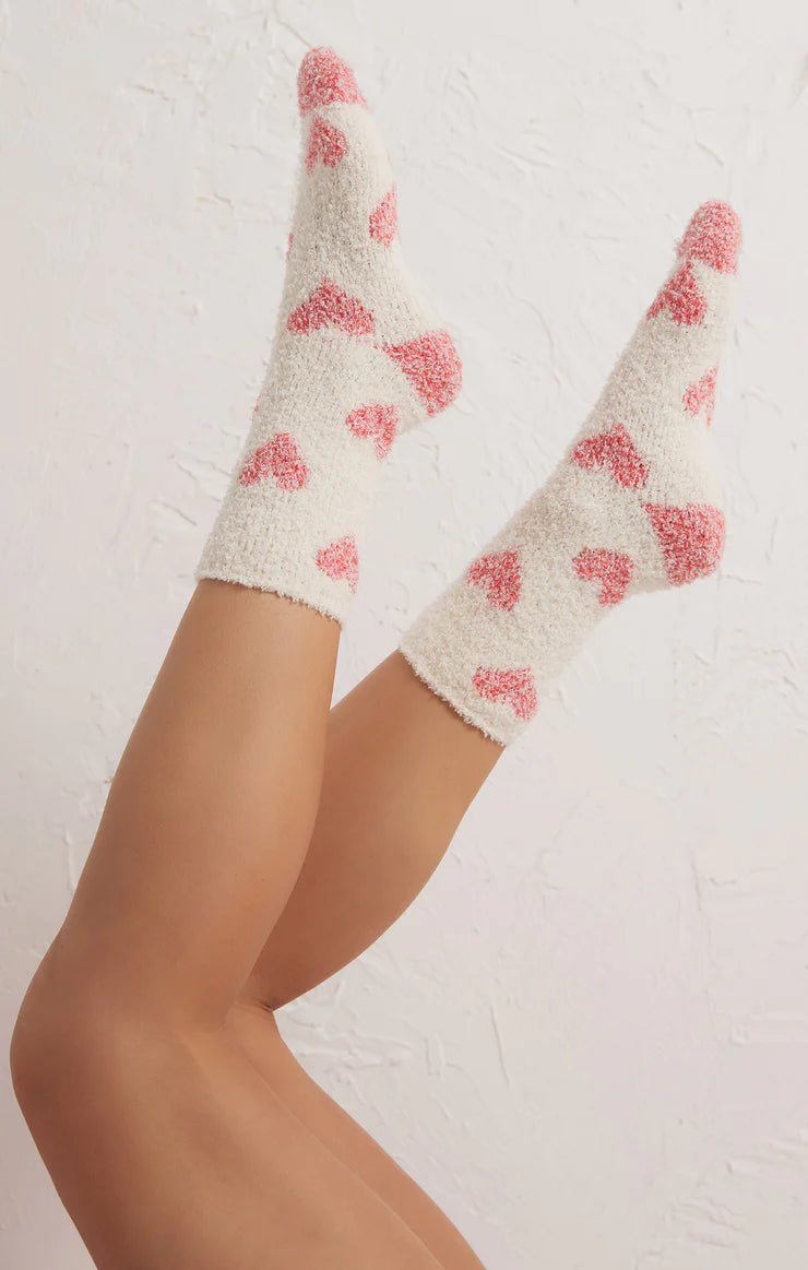 2-Pack Plush Heart Socks - Vanilla Ice