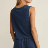 Sloane Jersey Denim Muscle Tank - Indigo