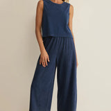 Sloane Jersey Denim Muscle Tank - Indigo