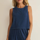 Sloane Jersey Denim Muscle Tank - Indigo