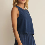 Sloane Jersey Denim Muscle Tank - Indigo