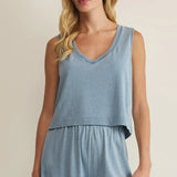Sloane V-Neck Denim Tank - Ocean