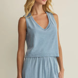 Sloane V-Neck Denim Tank - Ocean