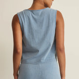 Noelle Jersey Denim Top - Ocean