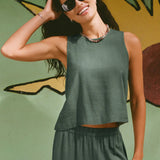 Sloane Linen Top - Everglade