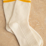 Waffle Pattern Striped Socks - Yellow