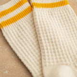 Waffle Pattern Striped Socks - Yellow