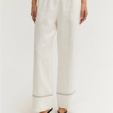 Devin Contrast Stitch Pants Linen