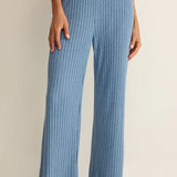 Dawn Smocked Rib Pant - Oceanic Blue