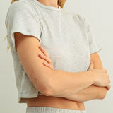 Waffle Crop Top - Heather Grey