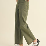 Straight Wide Leg Pant - Olive