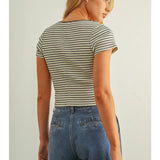 Button Stripped Top