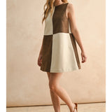 Suede Color Contrasted Shift Dress
