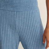 Dawn Smocked Rib Pant - Oceanic Blue