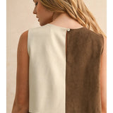 Suede Color Contrasted Shift Dress