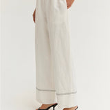 Devin Contrast Stitch Pants Linen