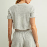 Waffle Crop Top - Heather Grey