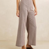 London Check Wide Leg Pant - Chocolate