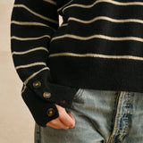 Striped Half Button Up Sweater