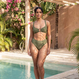 Haut Bralette avec anneau en tissu gaufré - Foresta