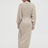 Knit Coton Wrap Dress - Wheat