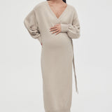 Knit Coton Wrap Dress - Wheat