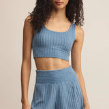 Zoe Rib Tank Bra - Oceanic Blue