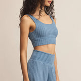 Zoe Rib Tank Bra - Oceanic Blue