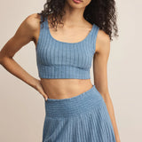 Zoe Rib Tank Bra - Oceanic Blue