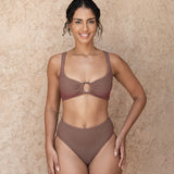Haut Bralette avec anneau en tissu gaufré - Terra