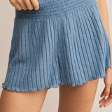 Dawn Smocked Rib Short - Oceanic Blue