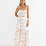 Rosie Floral Check Tiered Maxi Skirt
