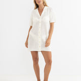Abby Knit Shirt Dress - Cream