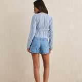 Lola Check Tie Front Long Sleeve Top