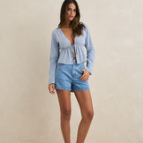 Lola Check Tie Front Long Sleeve Top