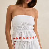 Melia Floral Embroidered Strapless Top