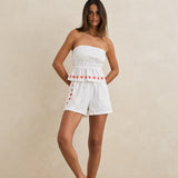 Melia Floral Embroidered Strapless Top